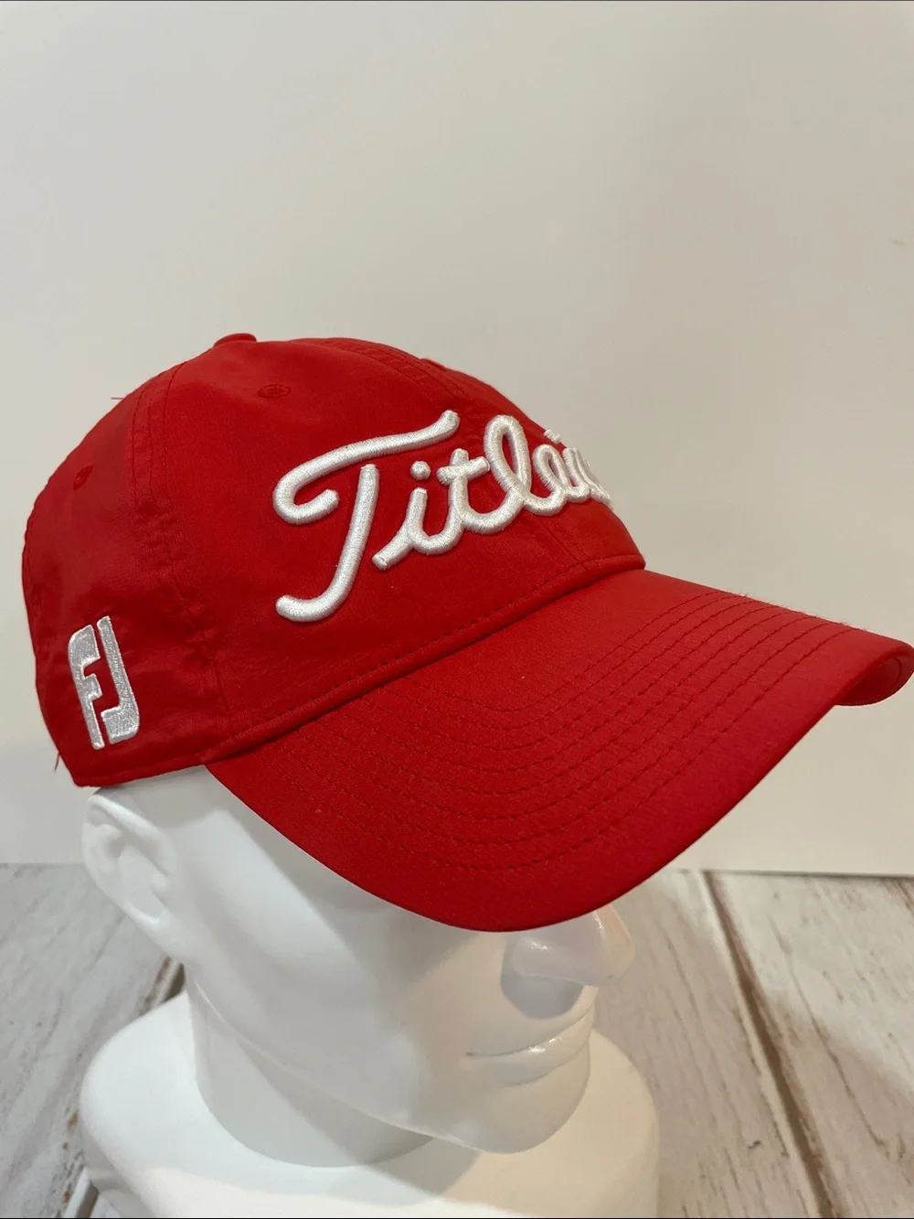 Titleist FJ Pro V1 Red Baseball Cap White Embroidered Script Logo Golf Hat